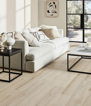 Light filled lounge room in Geelong with hybrid flooring